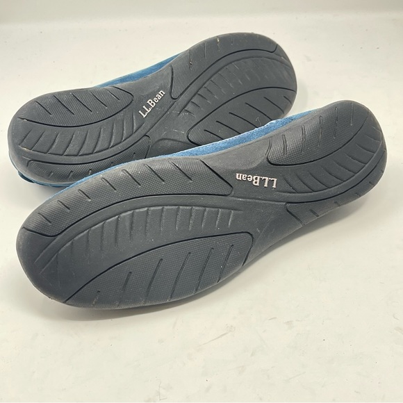 LL Bean Shoes Womens 7.5 M Blue Suede Velvet Trim Pleated Slip On Casual Loafers - Picture 12 of 13